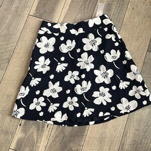 Ann Taylor Flowered navy blue skirt